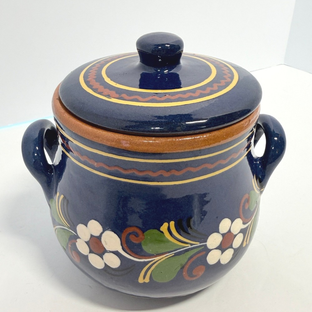 Vintage Janos Lazi Hungarian Majolica Folk Art Pottery Jar Hodmezovasarhely 30s